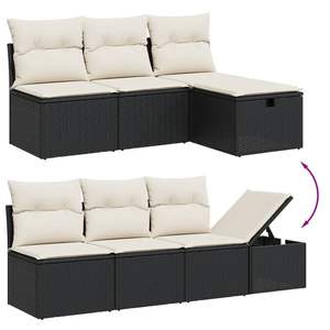 Conjunto de Sofás Modulares Grandes de Ratán PE Negro para Jardín, Muebles de Patio con Diseño Moderno y Elegante - Product Image 3