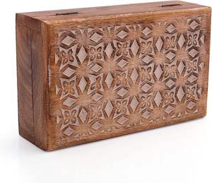Boîte à souvenirs personnalisable en bois de manguier gravé motif Arbre de Vie, faite à la main, écologique, organisateur de bijoux, cadeau pour homme, collection universelle internationale - Product Image 4