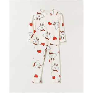 Ensemble de pyjama coréen OZKIZ pour filles de 2 à 6 ans, hiver, vente en gros, mode enfantine avec motif de dessin animé - Product Image 1