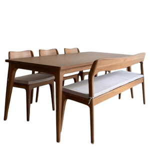 Wood/Aluminum Dinning Set 4/6/8 Seater Outdoor Furniture Weather Resistant Solid Wood Frame Beige/ Grey OEM <b>Cushions</b> - Product Image 4