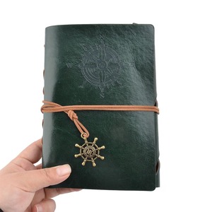 Office School Student PU Cover Drawstring Closure Gift <b>Notepad</b> Dark Green - Product Image 4