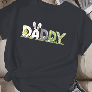 DADDY Casual Print Polyester Knitted Women's <b>Easter</b> Decorations Comfit <b>T</b>-<b>Shirt</b> - Product Image 1