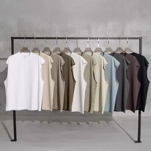 Camiseta sin mangas de punto para hombre, talla grande, estilo urbano, holgada, color tierra sólido, 180g, de marca de moda, Colección Primavera/Verano 2026 - Product Image 1