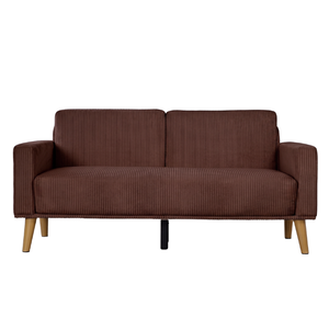 Modern Fabric Loveseat With Compressed Backrest And Seat Cushion High Density <b>Foam</b> Wooden Legs Midcentury Design For Living Room - Product Image 2