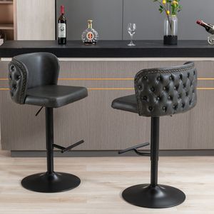 Set di mobili 2 moderni sgabelli girevoli imbottiti in PU regolabile altezza sedile tutto posteriore a ciuffo per Home Pub cucina Bar - Product Image 1