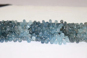 AAA Faceted <b>Aquamarine</b> Moss Beads 6*8mm 9 Inches Side Cut Pear Shape Natural Stone Strand - Product Image 2