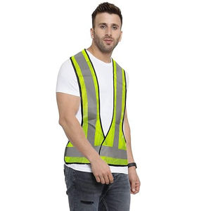 เสื้อกั๊กนิรภัยแบบ 6 กระเป๋า สีเหลืองมะนาว ANSI Class 3 ผ้าโพลีเอสเตอร์ตาข่าย ซิปด้านหน้า ไม่มีแถบกันไฟฟ้าสถิต พร้อมช่องใส่ไมโครโฟน - Product Image 4