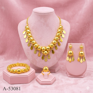 Conjunto de Collar y Pendientes de Borla de Aleación de Zinc Chapado en Oro, Estilo Bohemio para Mujer, Joyería para Bodas y Fiestas A-53290 - Product Image 3