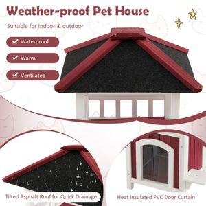 Casetta Classica in Legno per Gatti da 34 Pollici, per Inverno/Autunno, da Interno/Esterno, Arredamento per Animali Domestici, Stile Lusso Rettangolare, per Razze Grandi e Pulcini - Product Image 6