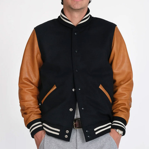 Button Style Men's Letterman <b>Jacket</b> Good Quality Lightweight Quick Dry Men's Varsity Baseball <b>Jacket</b> Embroidery <b>Patches</b> - Product Image 1
