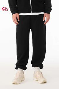 Pantalon de survêtement noir pour homme CARE MASTER, taille élastique, décontracté, poches latérales, en coton tricoté mi-lourd, idéal pour l'automne - Product Image 6