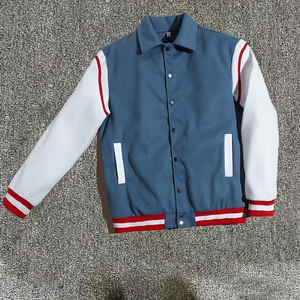 Nouvelle veste de baseball de style universitaire tendance bleu et blanc pour homme, design automne-hiver, décontractée - Product Image 1