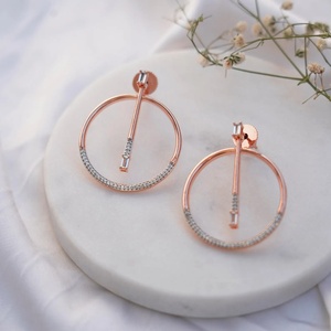 Aros Pequeños de Oro Rosa de 14K, Joyería para Uso Diario, Aretes de Novia para Boda, Regalo para Ella - Product Image 1