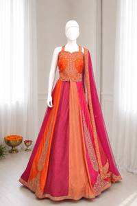 <b>Women</b> Embroidered Silk <b>Lehenga</b> Choli Dupatta Floor-Length Heavy Bridal Indian Pakistani Set Wedding Party Outfit - Product Image 3