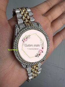 Montre personnalisable pour homme sertie de diamants Moissanite, en acier inoxydable doré, bracelet de 20 mm, montre de luxe tendance Hip Hop pour soirée - Product Image 6