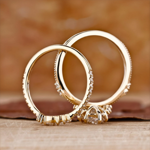 Marquise Diamond Bridal <b>Ring</b> <b>Set</b> 14K Yellow <b>Gold</b> Halo Engagement <b>Ring</b> and Matching Wedding Band - Product Image 4