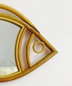 Miroir mural en rotin en forme de poisson décoratif en bambou pour salon, chambre à coucher, entrée, décoration murale naturelle tissée à la main - Product Image 5