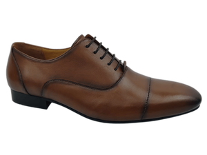 Chaussures Richelieu en cuir véritable marron pour hommes, à bout pointu, à lacets, pour le bureau et la carrière, toutes saisons, bout uni - Product Image 1