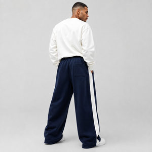 Cold Weather 400 GSM Polyester Fleece Men's Loose Fit Baggy Sweatpants Custom Logo Embroidery High Elastic Waist Wholesale - Product Image 3
