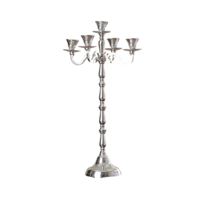 Wholesale 5-Branch Silver Plated Metal <b>Candelabra</b> Elegant Vintage Wedding Centerpiece Tabletop Decor Aluminum Candle Holder - Product Image 3
