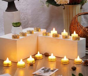 Lot de 12 bougeoirs en métal dorés ronds pour bougies chauffe-plat, décoratifs pour la maison, les mariages et la décoration de table - Product Image 5