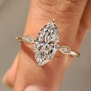 Nouvelle bague en moissanite taille marquise en forme de feuille, en argent sterling 925 plaqué rhodium, pour fiançailles, mariage, bijoux fins pour femme, cadeau - Product Image 1