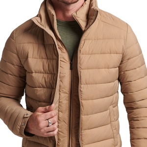 Hot Selling Polyester Fabric Winter Men Down <b>Puffer</b> <b>Jacket</b> Stand Collar <b>Light</b> Brown Color Zip Up Outdoor With Low MOQ 2026 - Product Image 2