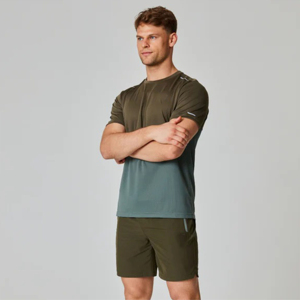 Camiseta Deportiva de Manga Corta para Hombre, Cuello Redondo, Color Sólido, Secado Rápido, Tejido de Poliéster, Corte Regular, Ropa Deportiva - Product Image 1