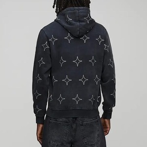 Sweat à capuche zippé épais personnalisé pour homme, 100 % coton French Terry, avec logo de marque et strass, pour la mode urbaine - Product Image 2