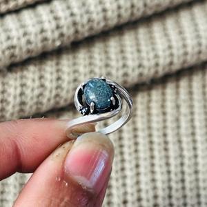 Boho Moss Agate Solitaire Brass <b>Ring</b> Silver Plated Womens <b>Statement</b> Bypass Wholesale <b>Ring</b> - Product Image 2