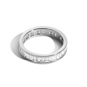 Custom 14k 18k Solid Gold Vertical Baguette Cut Lab Grown Diamond Wedding Band Channel Set <b>Stacking</b> Full Eternity <b>Ring</b> Wholesale - Product Image 5