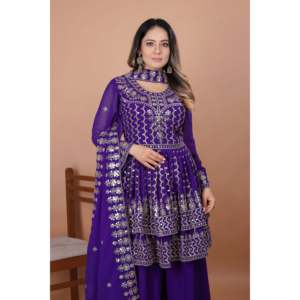 Traje Sharara XL Party Wear con bordado de secuencia - Product Image 5