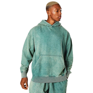 Sweat à capuche vintage épais 100 % coton imperméable pour homme, coupe oversize, délavé à l'acide, uni, imprimé, en polaire pour l'hiver, taille XS - Product Image 1