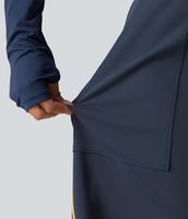Pantalon de danse sportif taille haute pour femme, coupe élégante, blocs de couleur, rayures latérales, jambe large, poches plaquées