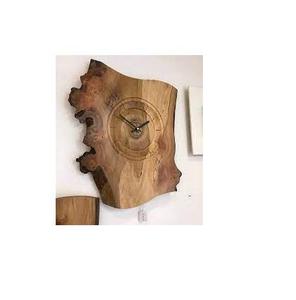 Horloge murale rustique en bois de peau d'arbre, idéale pour offrir, décoration intérieure, artisanale, polie, en bois naturel, pour restaurant, hôtel - Product Image 1