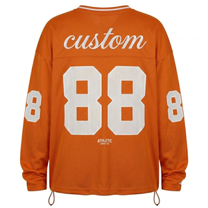 Maillot de football américain surdimensionné orange personnalisé, respirant en mesh, pour hommes et jeunes, personnalisable avec votre nom et votre numéro. - Product Image 2
