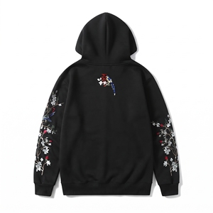 Sudadera con Capucha para Hombre, 100% Algodón, 280g, con Bordado Floral y Diseño de Pájaro, Corte Regular, Estilo Casual para Otoño - Product Image 2