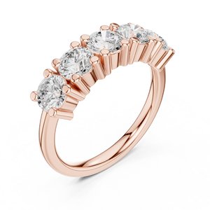 Bague pour femme en moissanite ronde brillante à cinq pierres - Finition or rose 14 carats - Bague classique de promesse ou de fiançailles - Product Image 3