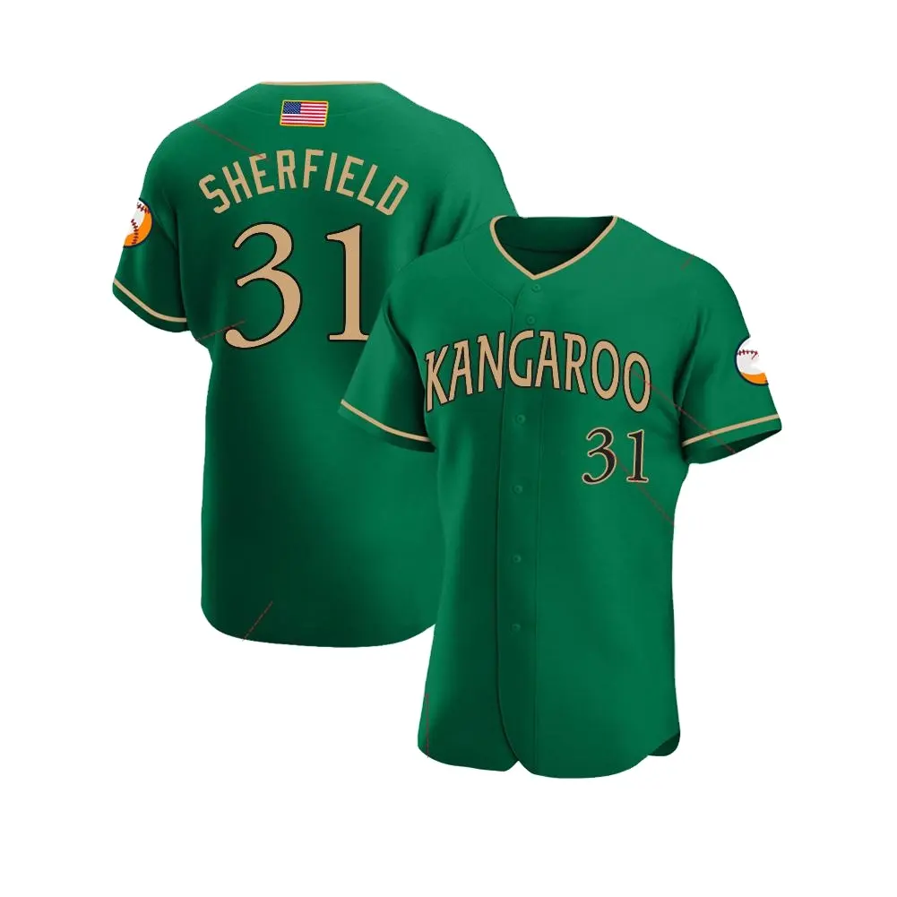 الأخضر الخامس الرقبة شعار مخصص ملابس رياضية زي البيسبول جيرسي السعر المنخفض للجنسين