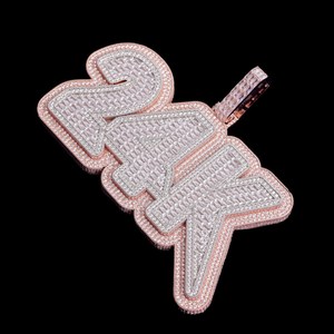 จี้เพชรโมอิสซาไนต์แบบกำหนดเอง สไตล์ฮิปฮอป VVS ประดับเพชรเต็มตัว  จี้ตัวอักษรเงินแท้ 925  จี้เพชรโมอิสซาไนต์สั่งทำ - Product Image 3