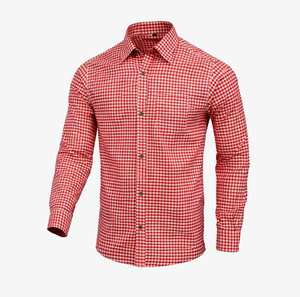 Camisa Tradicional Bávara Roja Premium para Hombre, Transpirable, de Algodón, Tallas S a 4XL - Product Image 1