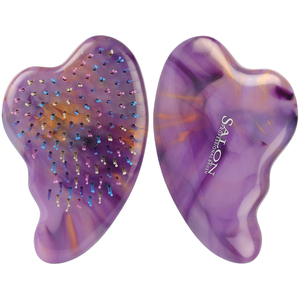 Brosse de massage du cuir chevelu en plastique à double bristle TONG FONG Gem Tips 18264RSC6 avec logo personnalisé et finition marbrée pour le soin du cuir chevelu - Product Image 4