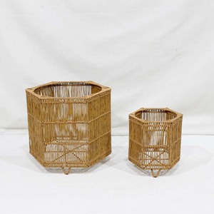 Trending PE Rattan Hexagonal Flower Pot Set with Black Inner <b>Liner</b> for Indoor Plants Bohemian Rustic Style - Product Image 2