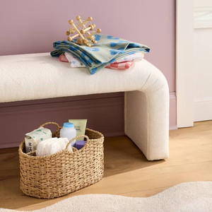 Panier de rangement en jonc de mer tressé à la main avec poignée pour la chambre des enfants et des adolescents, panier organisateur naturel, solution de rangement écologique - Product Image 3
