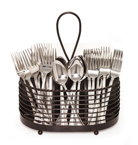 Support à couverts en métal noir simple, idéal pour organiser le comptoir de cuisine et garder les couverts bien rangés et prêts à l'emploi, en provenance d'Inde. - Product Image 6