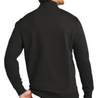 Sweat-shirt à col zippé pour homme, noir uni, coupe classique, 100% coton molletonné, décontracté, col montant, avec poches