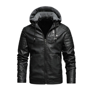 Blousons de moto en cuir PU pour hommes, coupe ajustée, imperméables, avec fermeture éclair, tendance mode hiver, décontractés, populaires et très vendus - Product Image 3