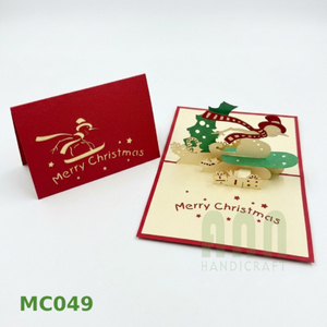 Tarjetas de Felicitación Navideñas con Diseño de Muñeco de Nieve, Corte Láser 3D Personalizado, Impresión por Transferencia Térmica, Rectangulares, Hechas en Vietnam, Hanoi, Encantadoras - Product Image 3