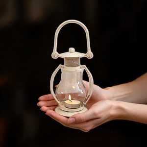Vintage Glass <b>Candle</b> Holder Metal Decorative <b>Candle</b> Lantern Garden Hanging <b>Candle</b> Holder <b>Small</b> Lantern with Glass Shade - Product Image 1