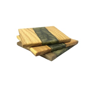 Handmade Square Green Epoxy Resin Wood <b>Coasters</b> Set Unique Handcrafted Wooden <b>Drink</b> <b>Coaster</b> For Home Decor & Table Protection - Product Image 1